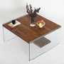 Hanah Home Mesa de Centro Aqua - Chestnut con Cristal Templado